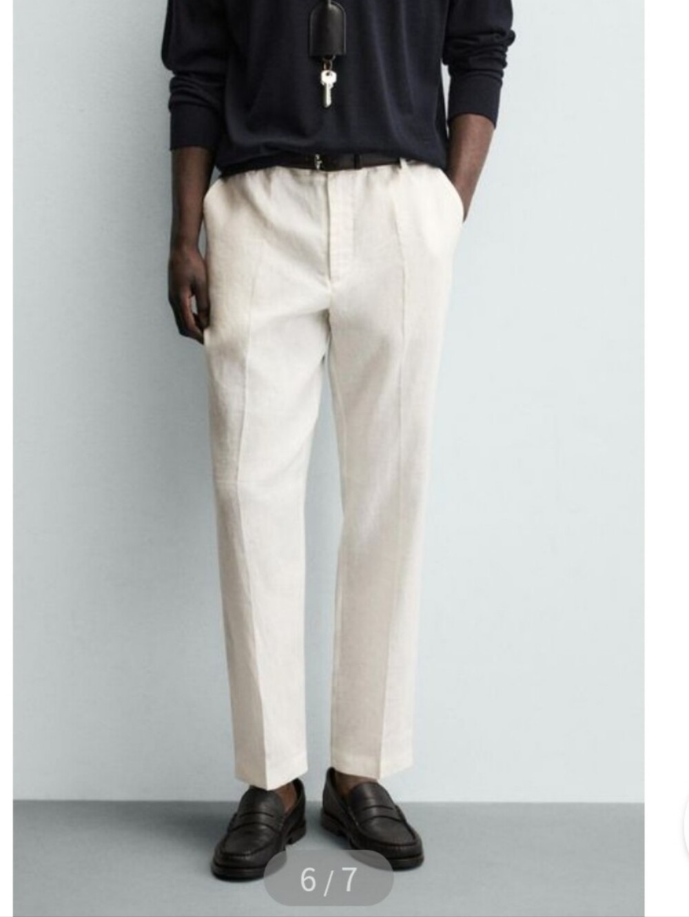 ZARA Men's Regular Fit Linen Pants in Cream